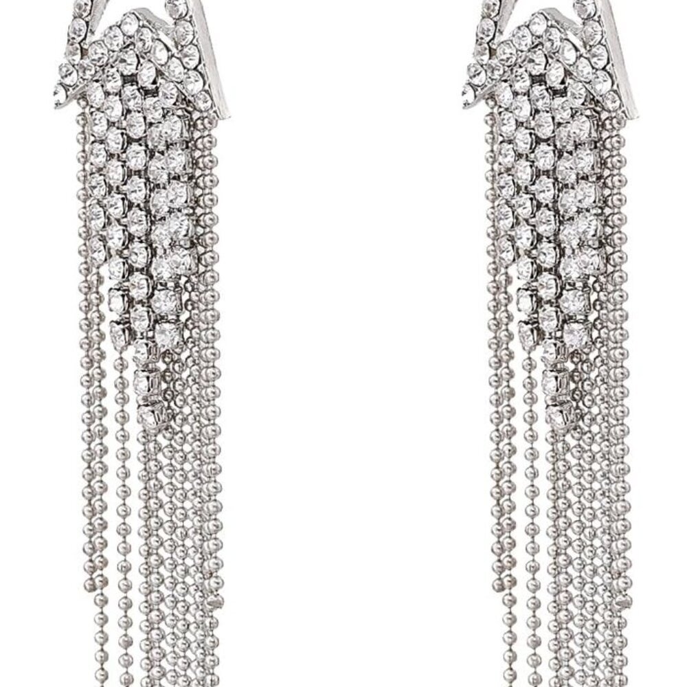 Women’s Tassel Earrings Star Ear Stud Pave Crystal Dangle Earrings Boho Waterfal